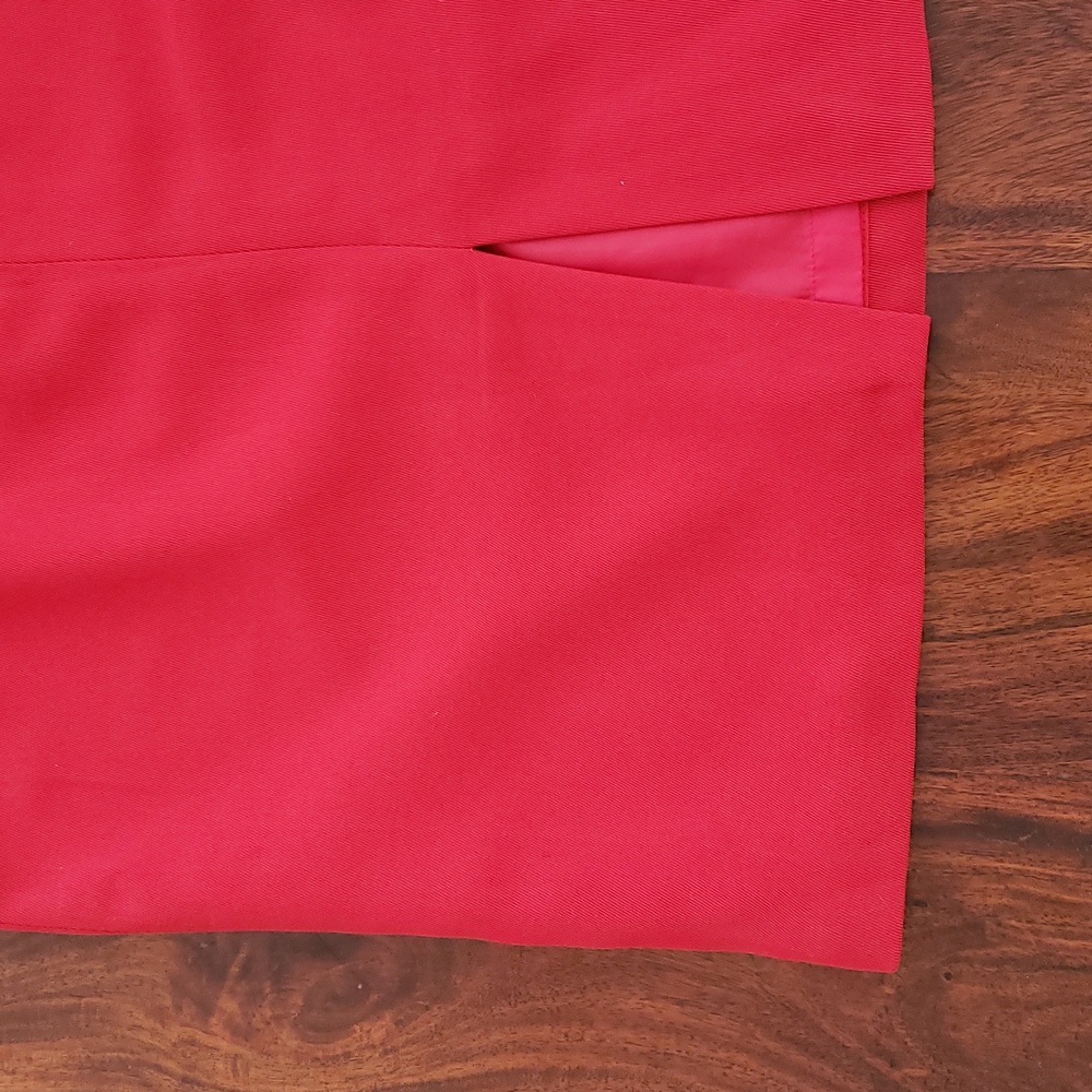 Y2K HALSTON LIFESTYLE Red Pencil Skirt MEDIUM Minimalist Work Holiday Midi - Picture 16 of 16